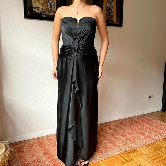 90s black prom dress Tripp NYC 90s/ 2000s goth prom dress with corset detailing Bizarre Bazaar main image 1